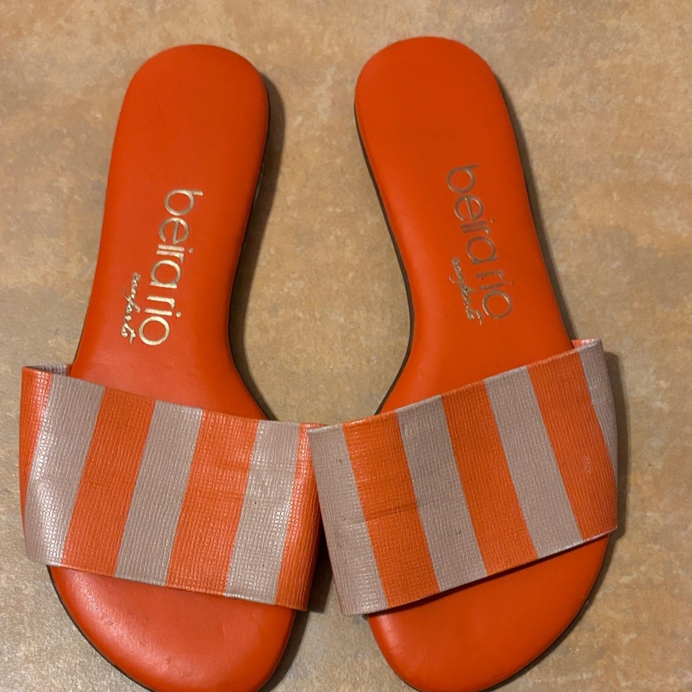 Women's Striped Orange Sandals